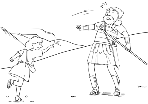 David Sling A Stone And Strucks Goliath On The Forehead Coloring Page